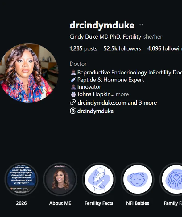 Instagram profile of @drcindymduke