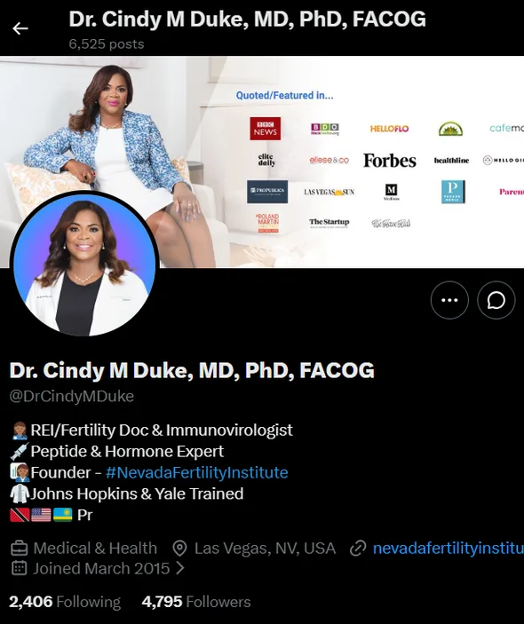 X profile of @DrCindyMDuke